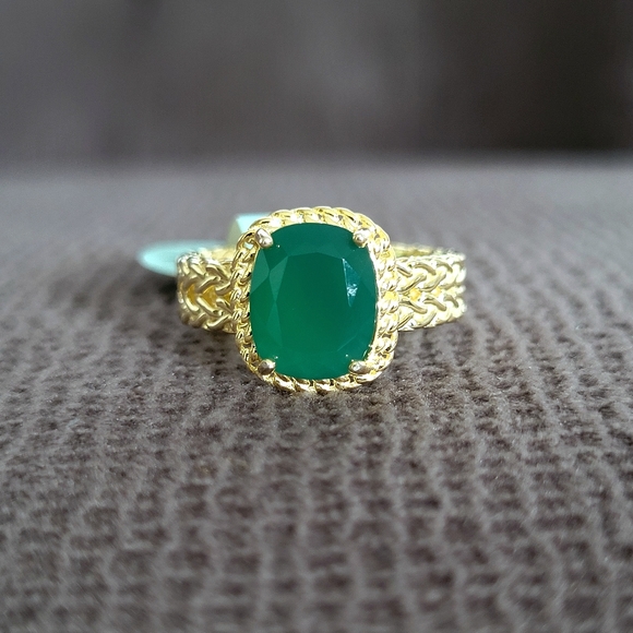 ✨️HP✨️ Gemolio Faceted Deep Green💚 Chalcedony Ring💍 - NWT - Picture 11 of 16